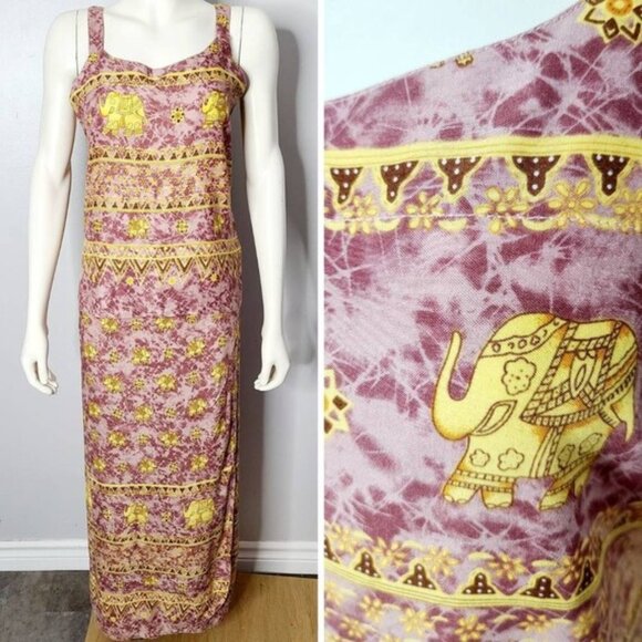 Vintage Elephant Print Set, 90s Wrap Skirt and Top, Elephant Print, Boho Set - Picture 1 of 10